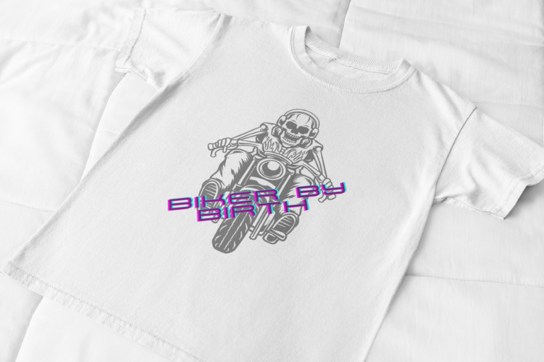 Men's Biker By Birth Skull T-shirt White by ZealforTee