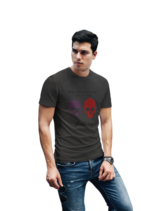 Men's Dead Inside Skull T-shirt SkyBlue by ZealforTee