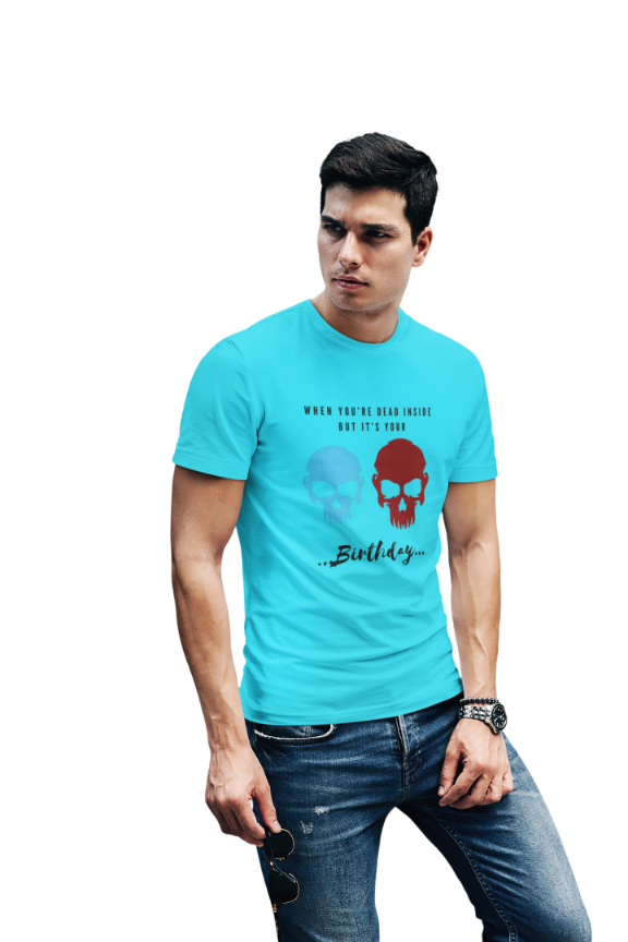 Men's Dead Inside Skull T-shirt Yellow by ZealforTee