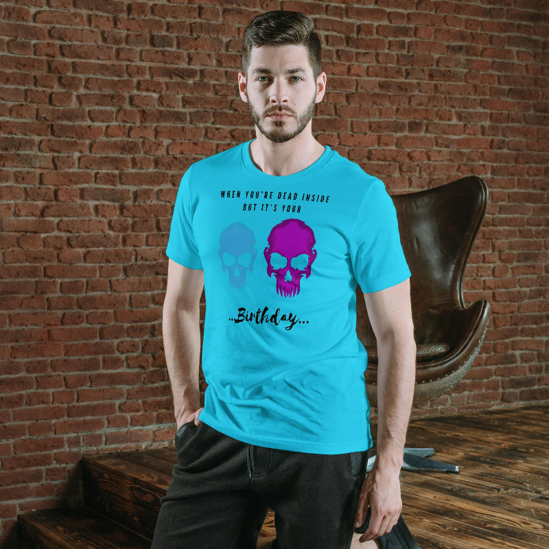 Men's Dead Inside Skull T-shirt Yellow by ZealforTee