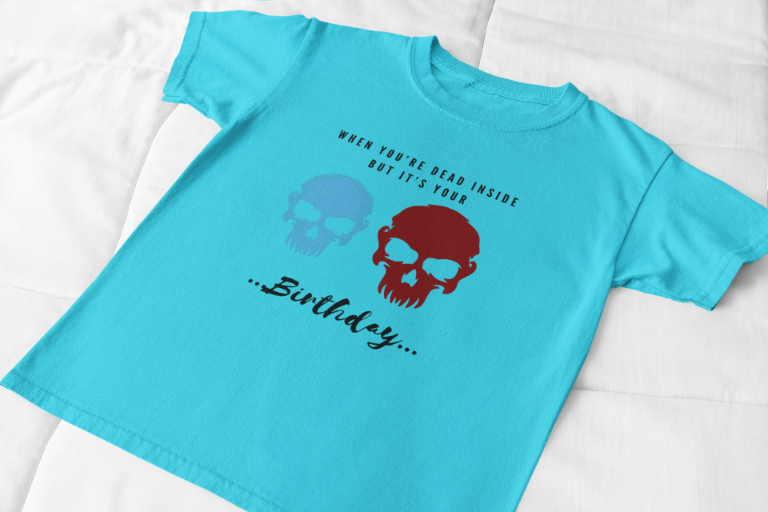 Men's Dead Inside Skull T-shirt SkyBlue by ZealforTee