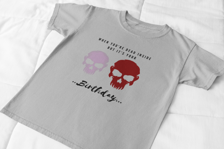 Men's Dead Inside Skull T-shirt Grey Melange by ZealforTee