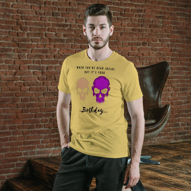 Men's Dead Inside Skull T-shirt Grey Melange by ZealforTee