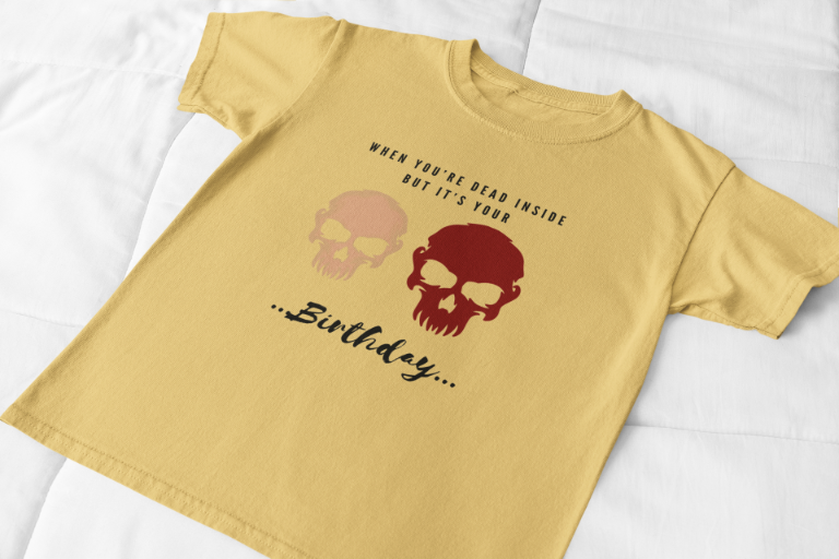 Men's Dead Inside Skull T-shirt Yellow by ZealforTee