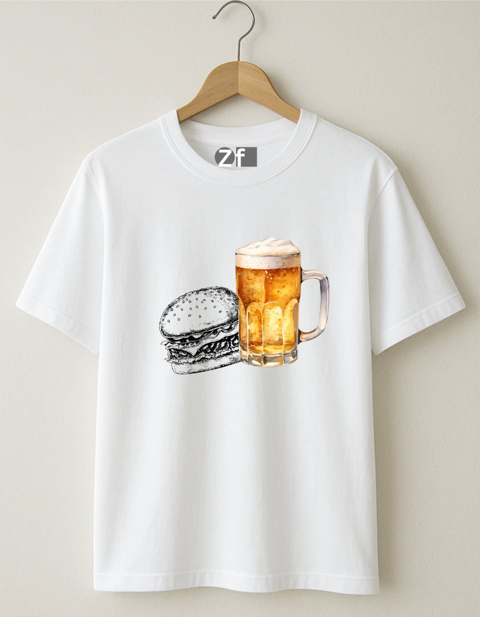 Women Bite & Brew Oversized Tshirt Folded By ZealforTee