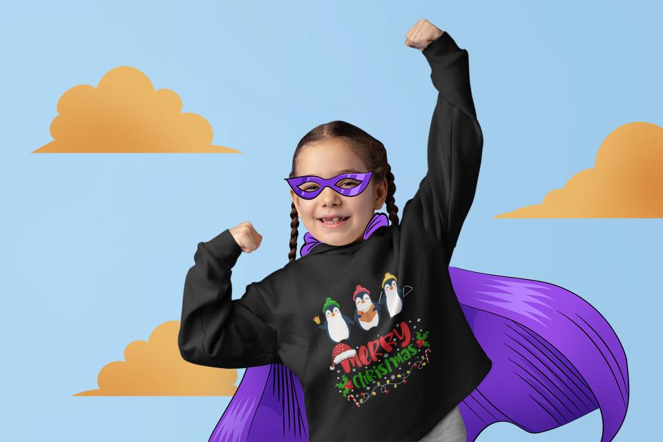 Christmas Penguin Hoodie Black by ZealforTee