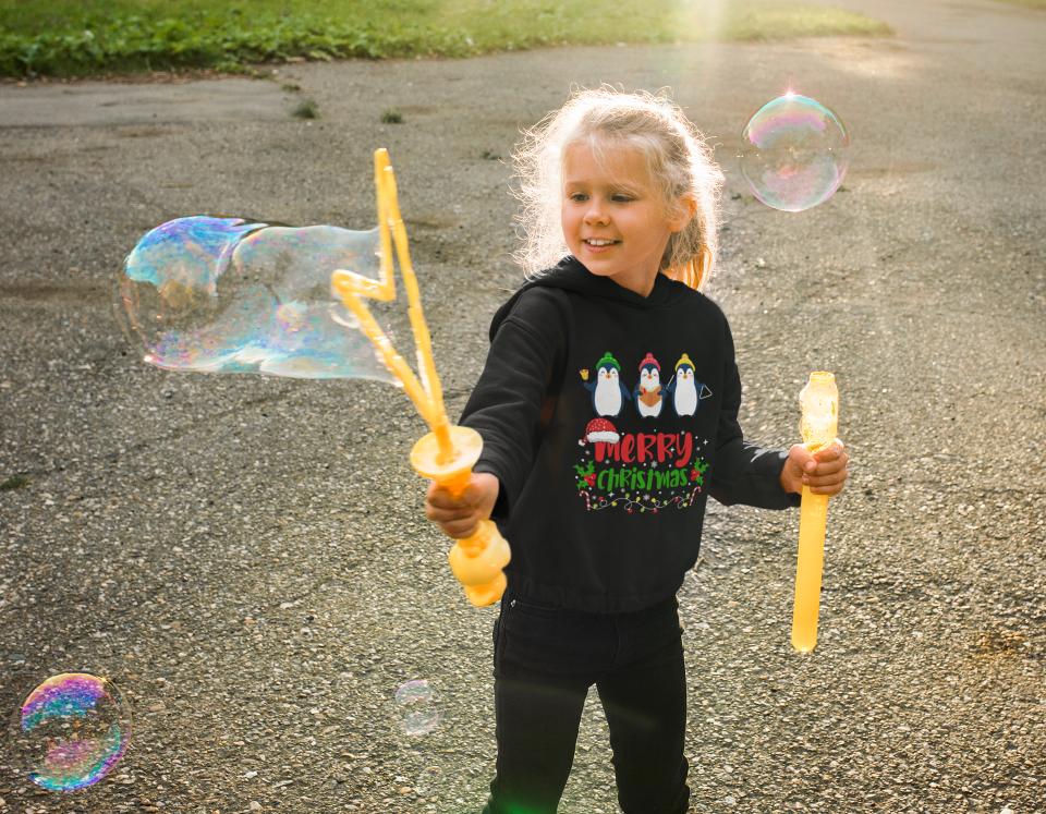 Christmas Penguin Hoodie Black by ZealforTee