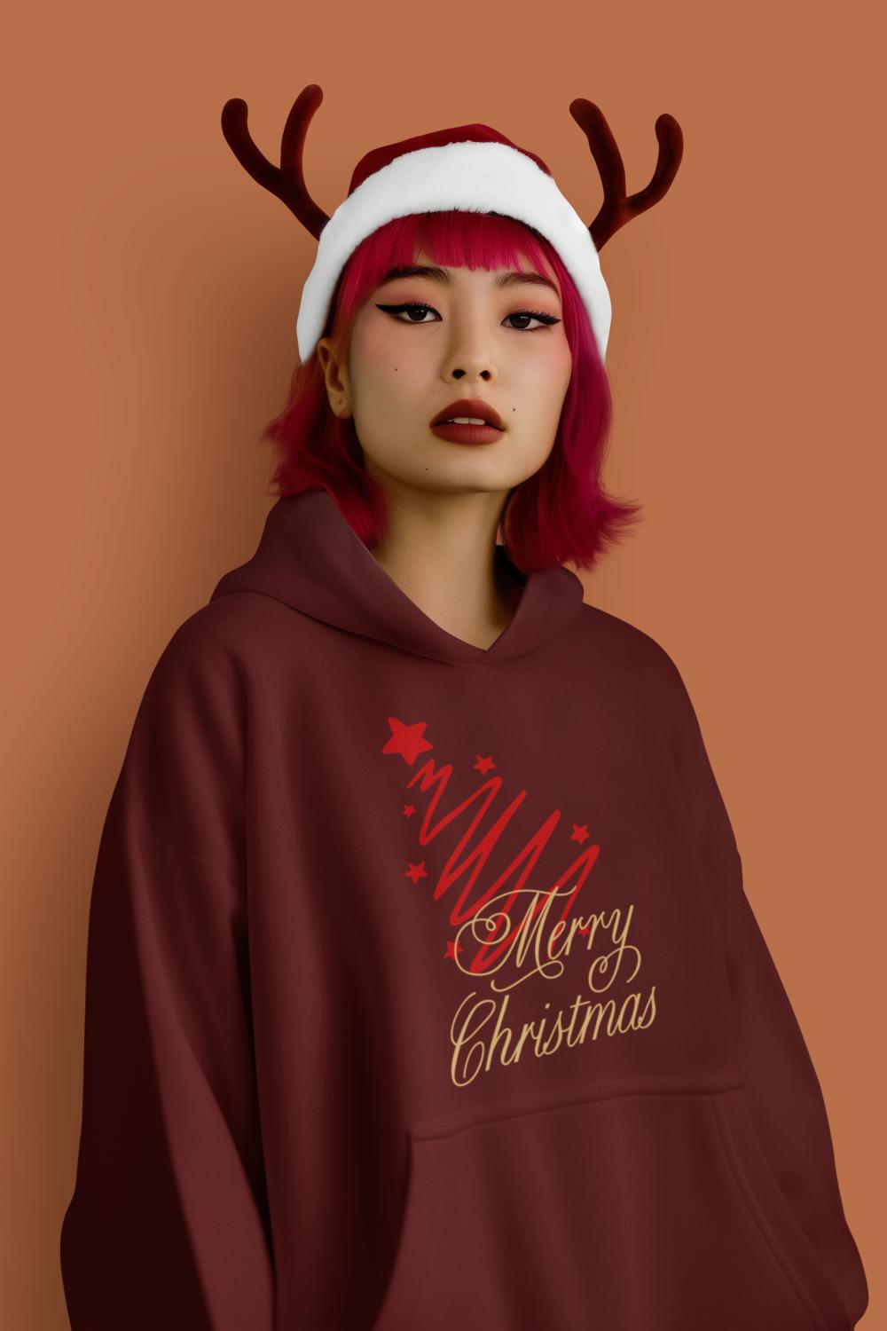Women's Merry Christmas Hoodie Maroon by ZealforTee