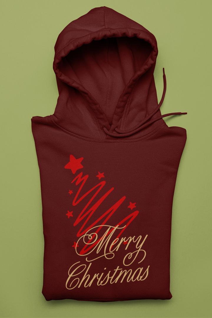 Women's Merry Christmas Hoodie Maroon by ZealforTee