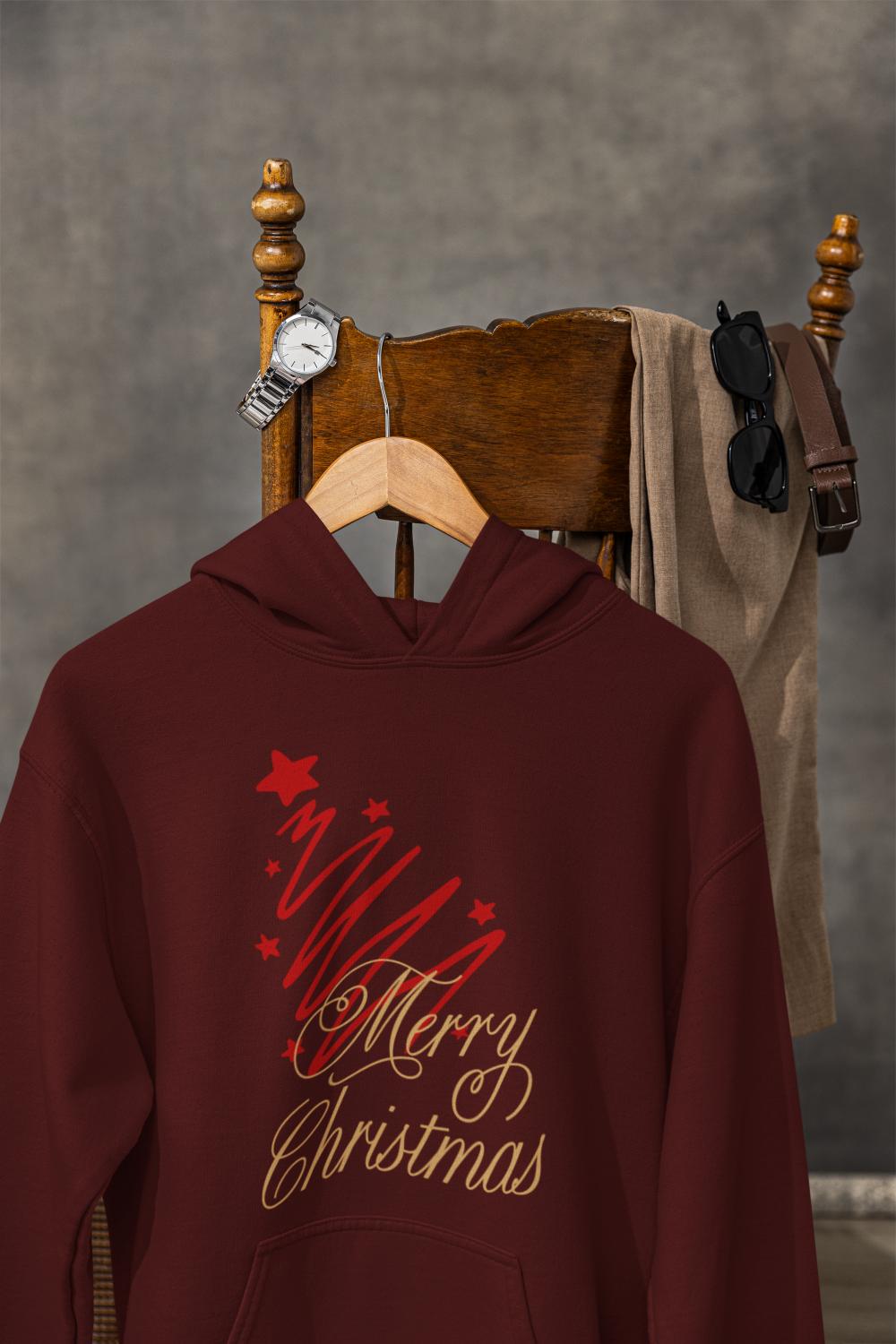 Women's Merry Christmas Hoodie Maroon by ZealforTee