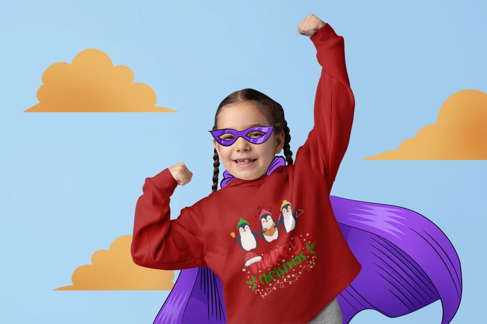 Christmas Penguin Hoodie Red by ZealforTee