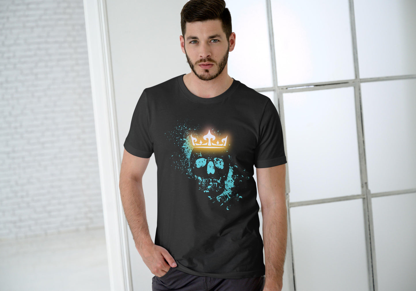 Men's Crown Skull T-shirt Black by ZealforTee