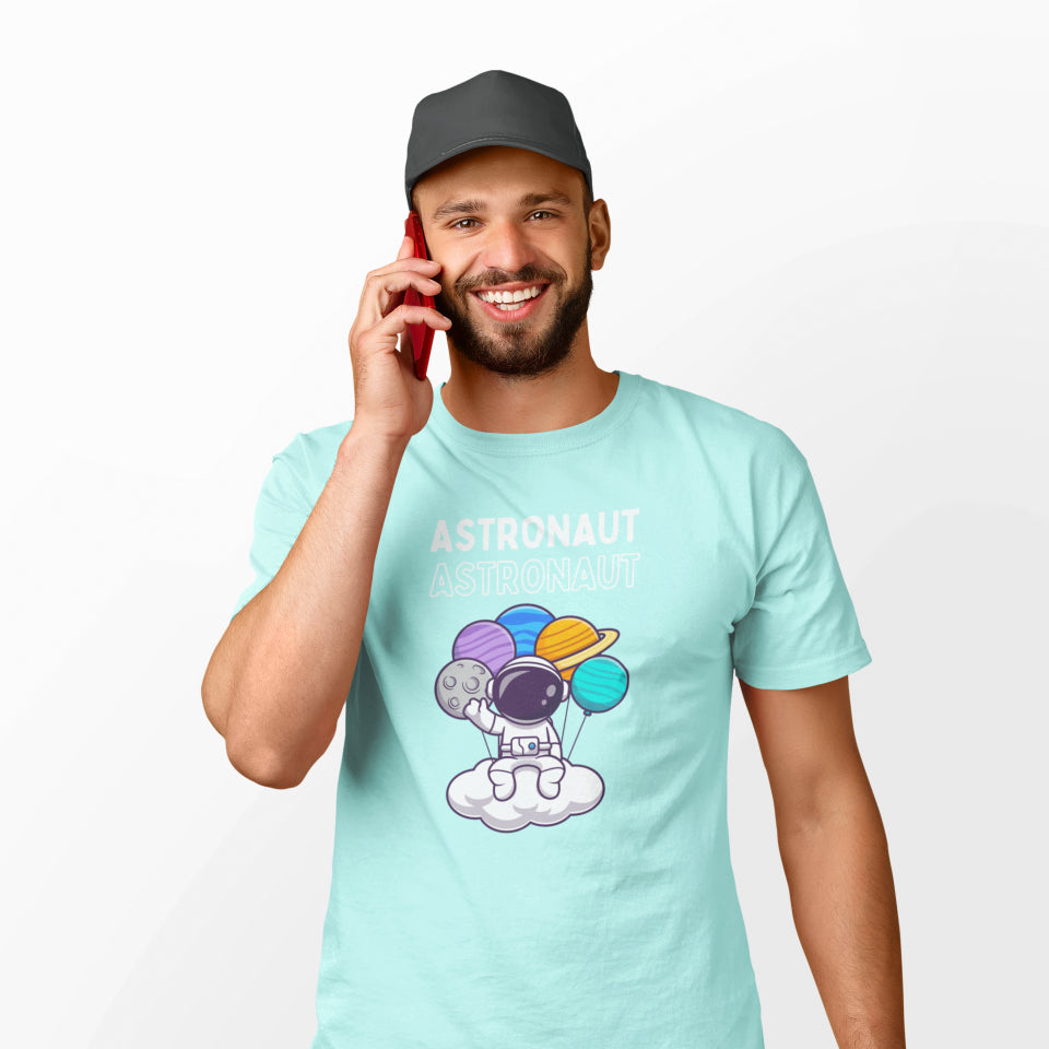 Men's Cute Astronaut T-shirt Mint by ZealforTee