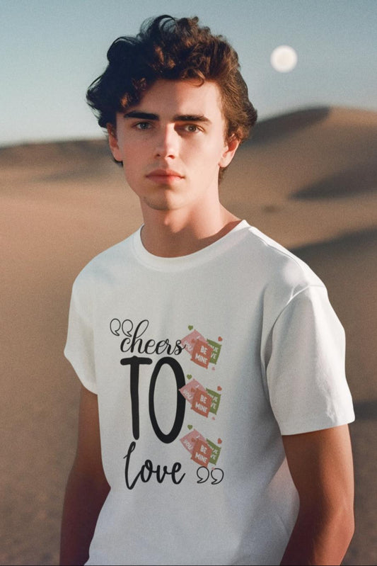 Men's Cheers To Love T-shirt Black by ZealforTee