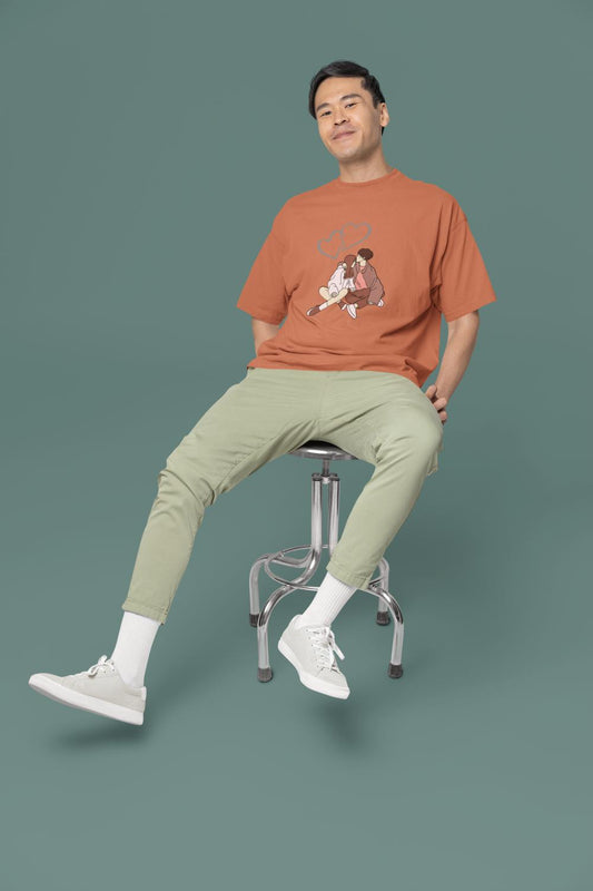 Men's Couple in Love T-shirt Coral by ZealforTee