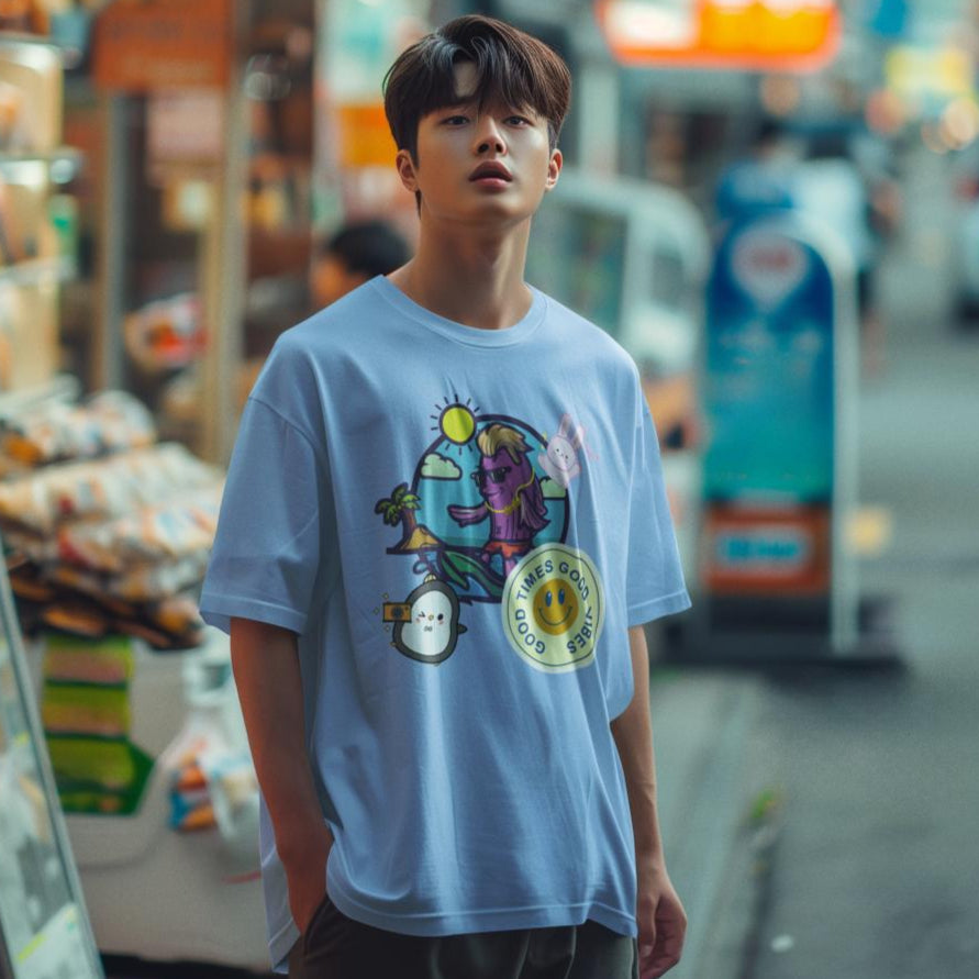 Men's Good Times Good Vibes Oversized T shirt Mint by ZealforTee