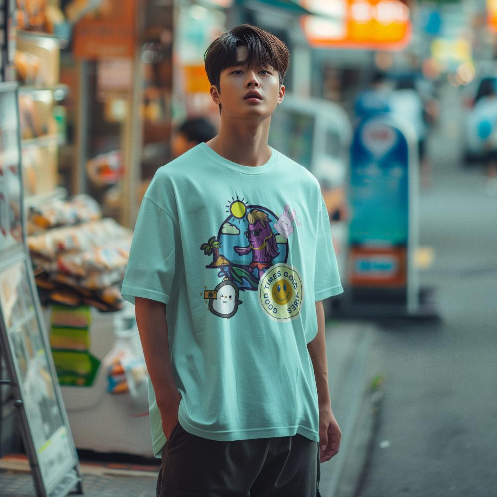 Men's Good Times Good Vibes Oversized T shirt Mint by ZealforTee