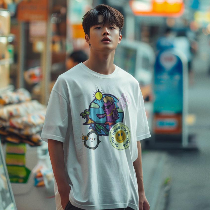 Men's Good Times Good Vibes Oversized T shirt Mint by ZealforTee