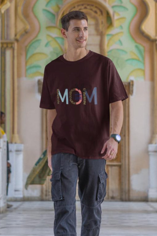 Men's Mom Mode Everyday Oversized T shirt Maroon by ZealforTee