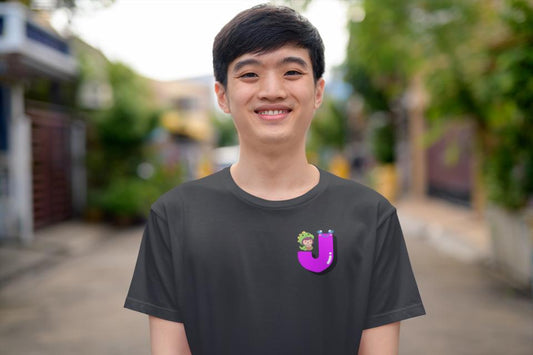 Men's Cute J Pocket Print T-shirt Black by ZealforTee