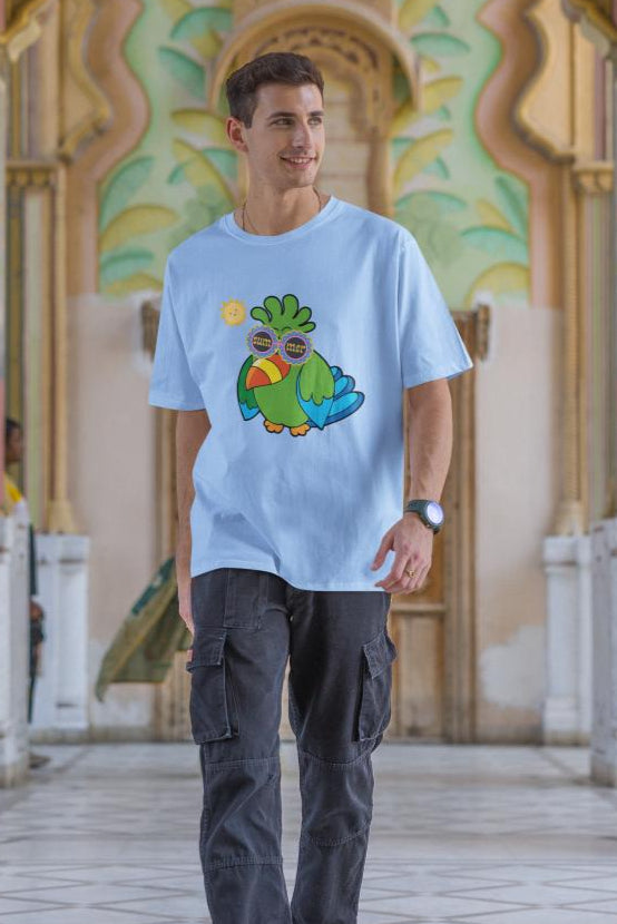 Men's Adorable Parrot Oversized T shirt Grey Melange by ZealforTee