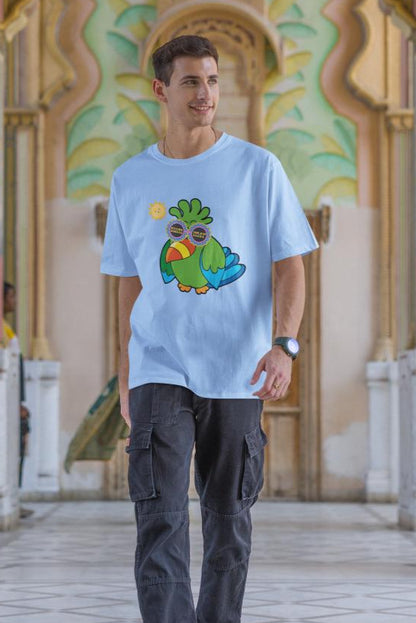 Men's Adorable Parrot Oversized T shirt Grey Melange by ZealforTee