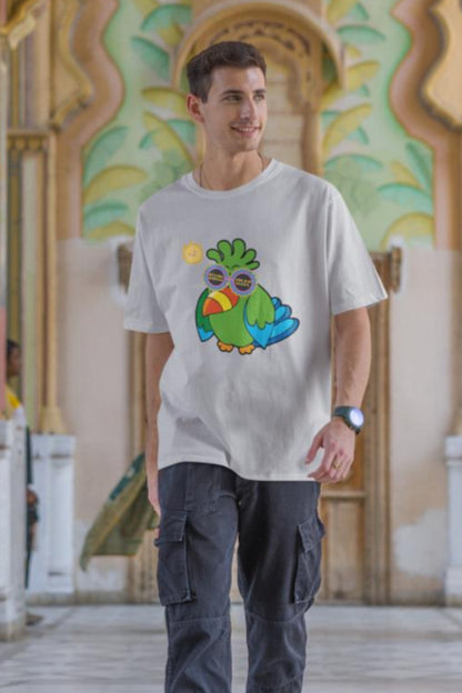 Men's Adorable Parrot Oversized T shirt Grey Melange by ZealforTee