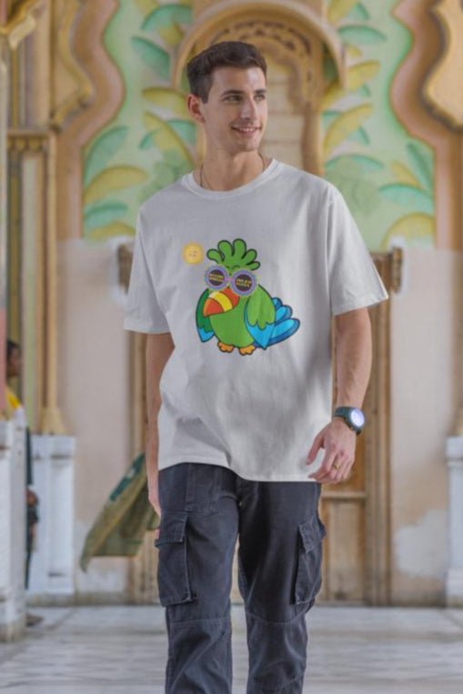 Men's Adorable Parrot Oversized T shirt Grey Melange by ZealforTee