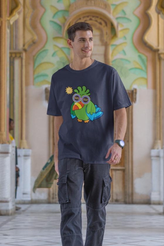 Men's Adorable Parrot Oversized T shirt Grey Melange by ZealforTee