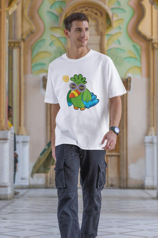 Men's Adorable Parrot Oversized T shirt Grey Melange by ZealforTee