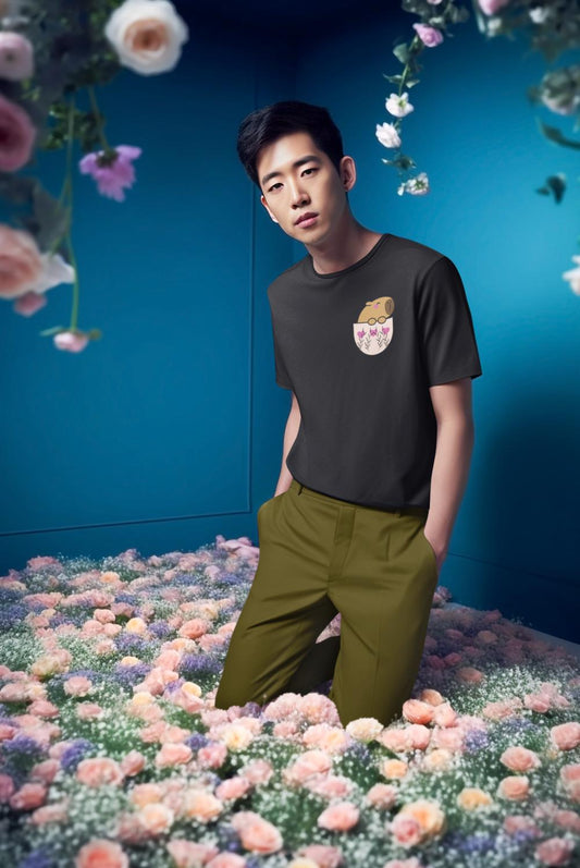 Men's Bear in Pocket T-shirt Black by ZealforTee