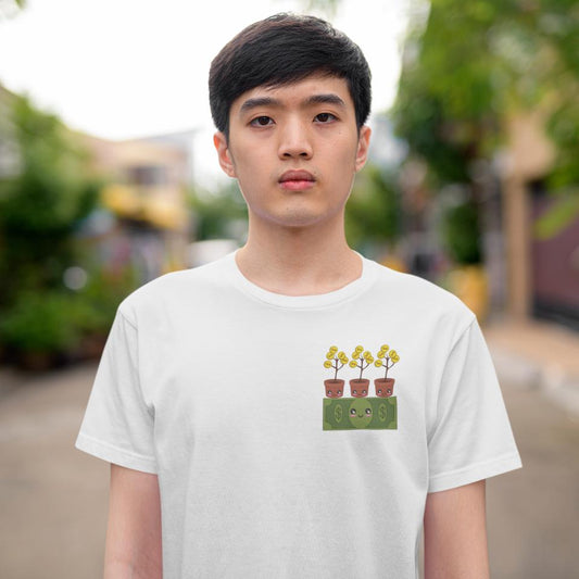 Men's Grow Money Pocket Print T-shirt White by ZealforTee