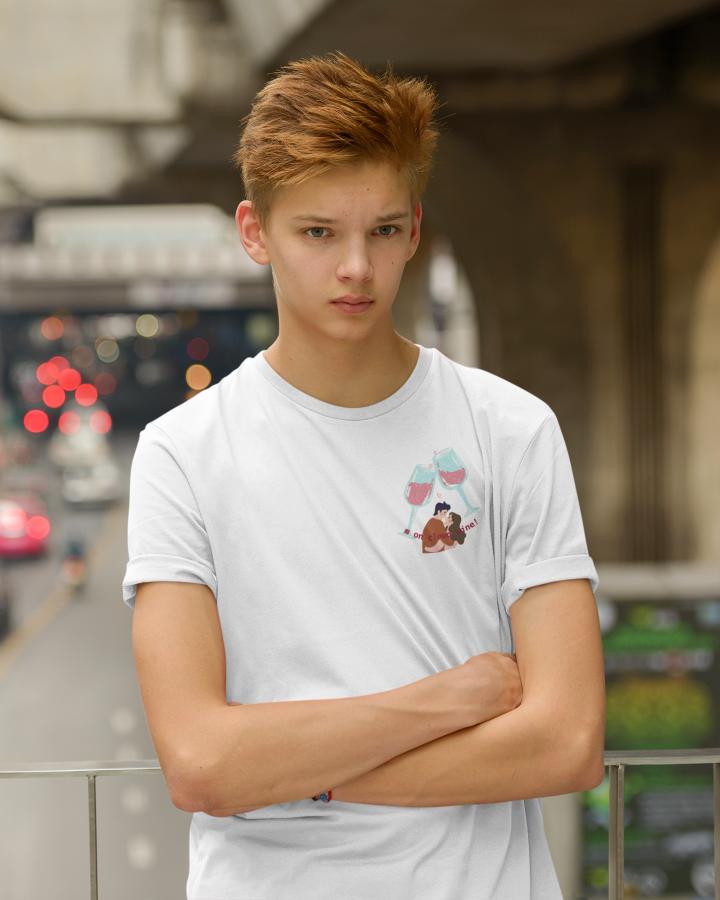 Men's Cloud Wine Pocket Print T-shirt Black by ZealforTee