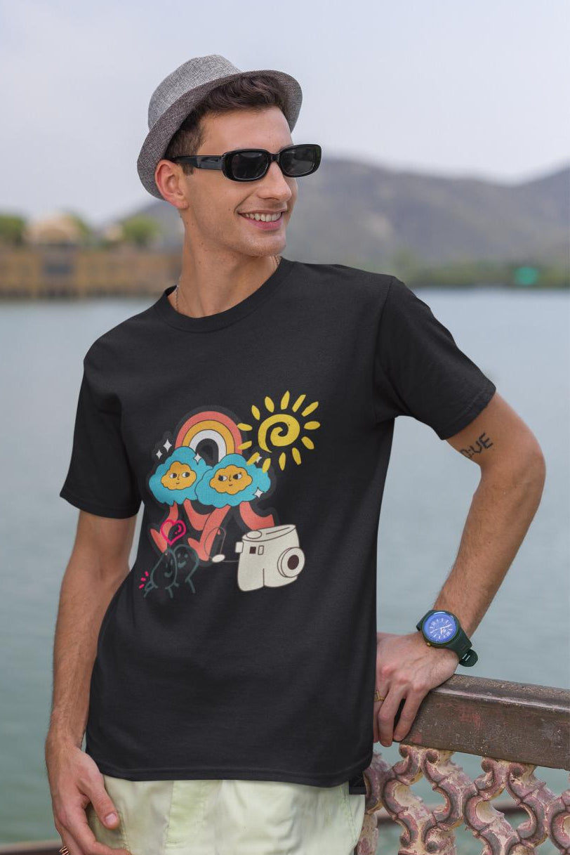 Men's Prismatic Rainbow Oversized T shirt Golden Yellow by ZealforTee