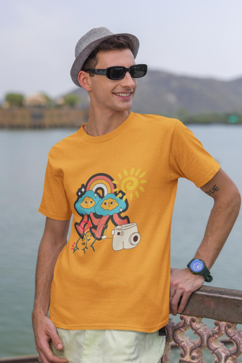 Men's Prismatic Rainbow Oversized T shirt Golden Yellow by ZealforTee