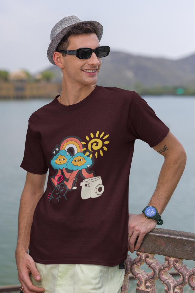 Men's Prismatic Rainbow Oversized T shirt Golden Yellow by ZealforTee