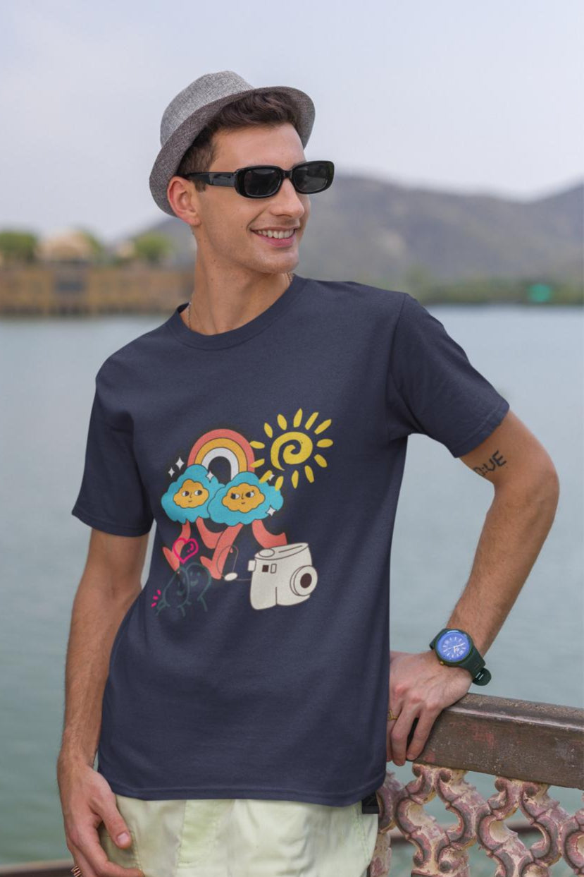 Men's Prismatic Rainbow Oversized T shirt Golden Yellow by ZealforTee