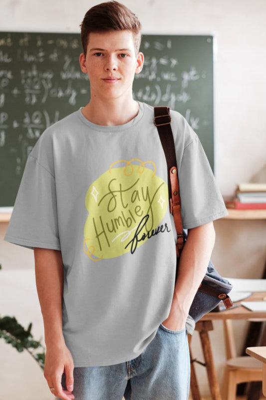 Men's Stay Humble Oversized T shirt Grey Melange by ZealforTee