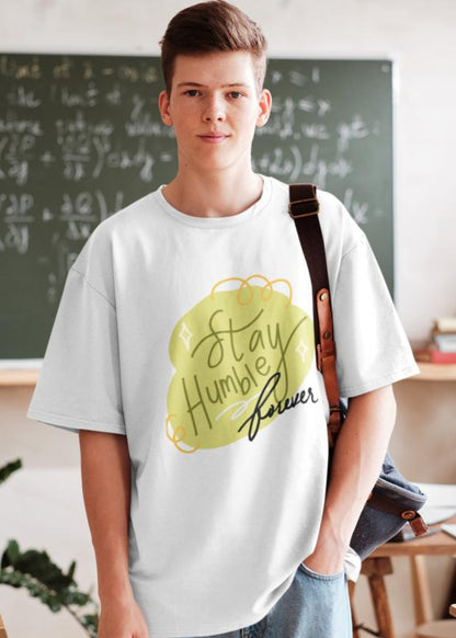 Men's Stay Humble Oversized T shirt Grey Melange by ZealforTee