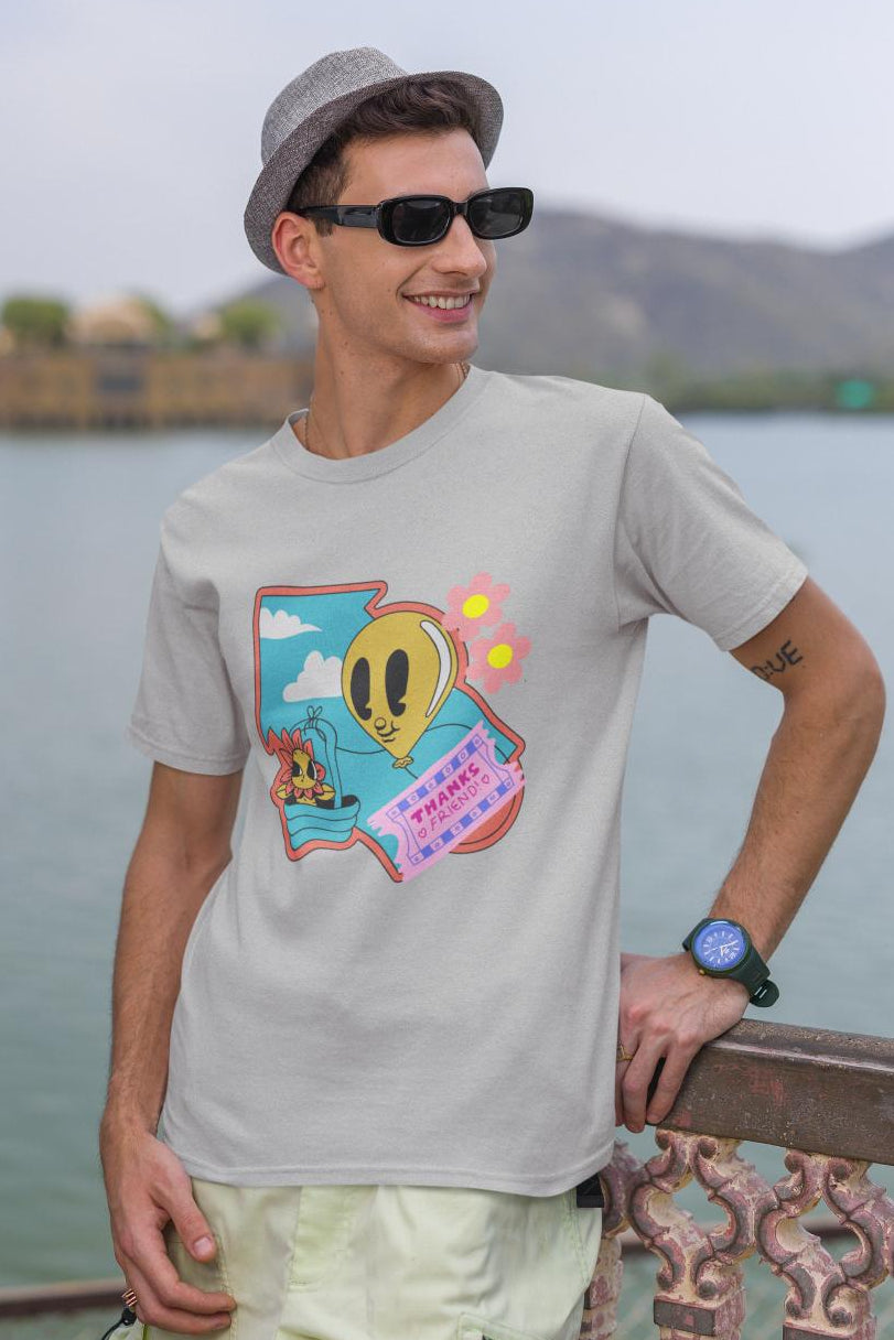 Men's Thanks Friend Oversized T shirt Coral by ZealforTee