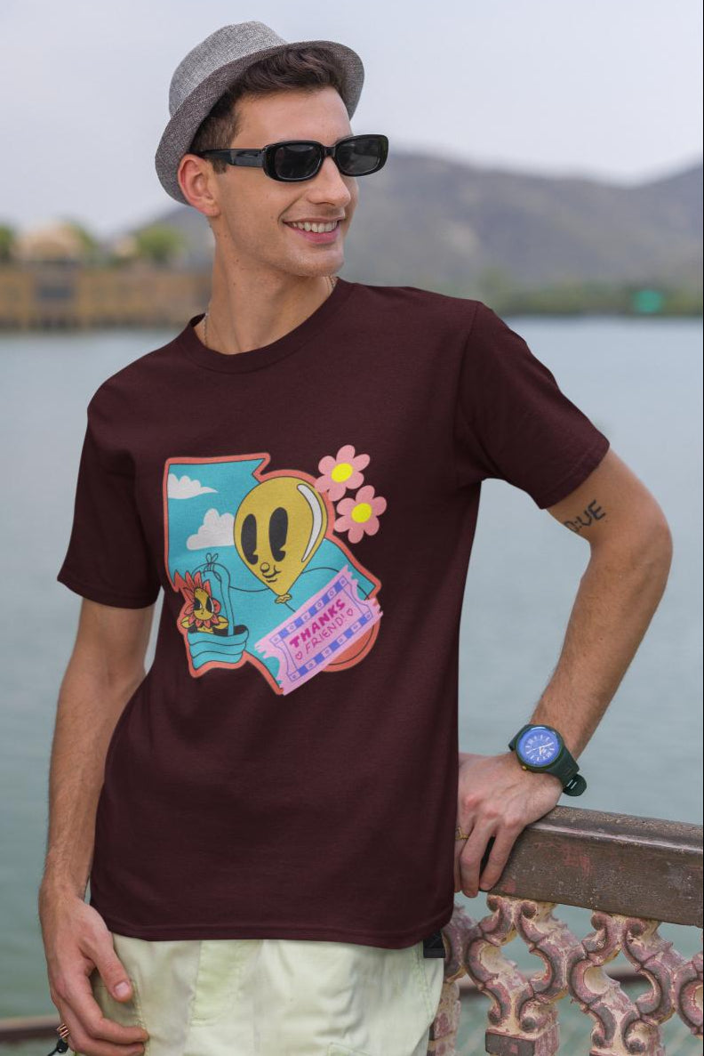 Men's Thanks Friend Oversized T shirt Coral by ZealforTee