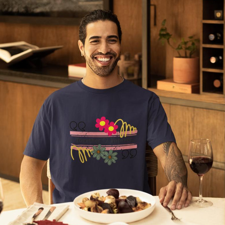 Men's In Partnership Together Oversized T shirt Navy Blue by ZealforTee