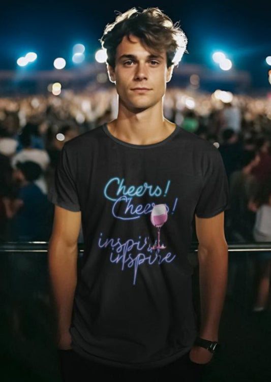 Men's Cheers With Wine T-shirt Jade by ZealforTee