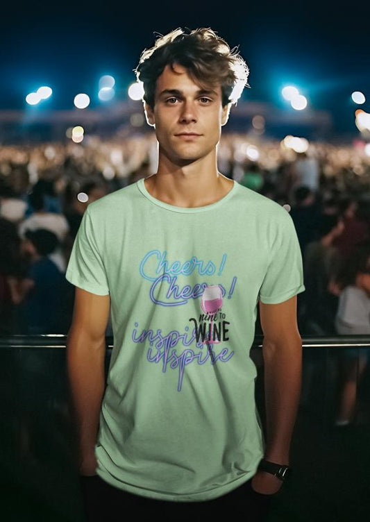 Men's Cheers With Wine T-shirt Jade by ZealforTee