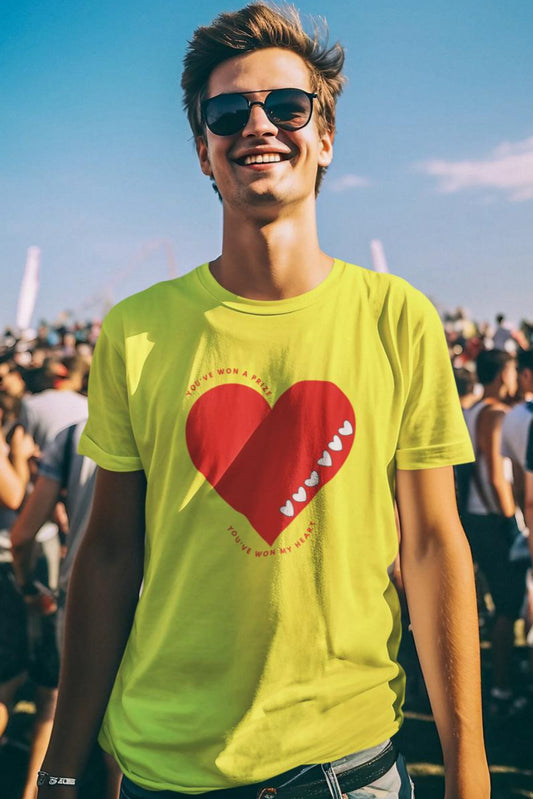 Men's Won My Heart T-shirt New Yellow by ZealforTee