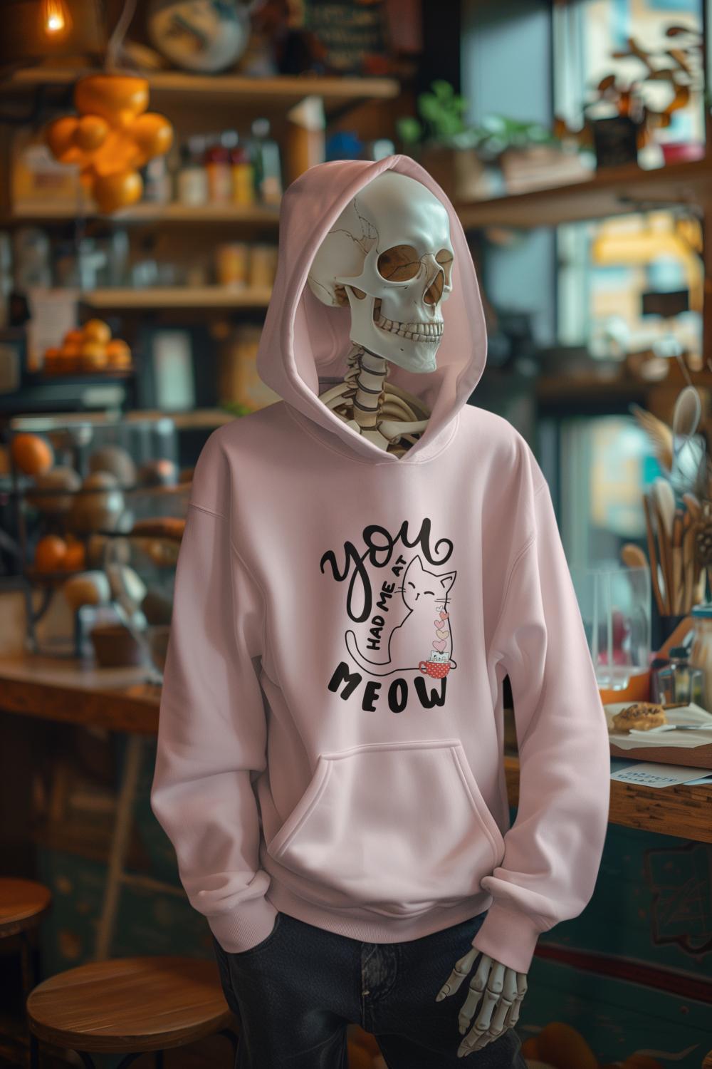 Men's Meow Typography Hoodie Sweatshirt Red by ZealforTee