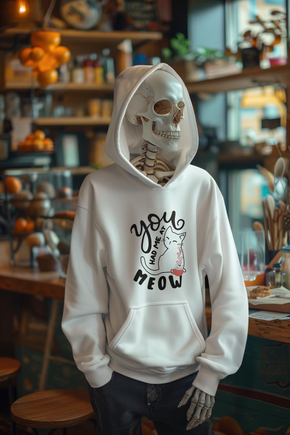 Men's Meow Typography Hoodie Sweatshirt Red by ZealforTee