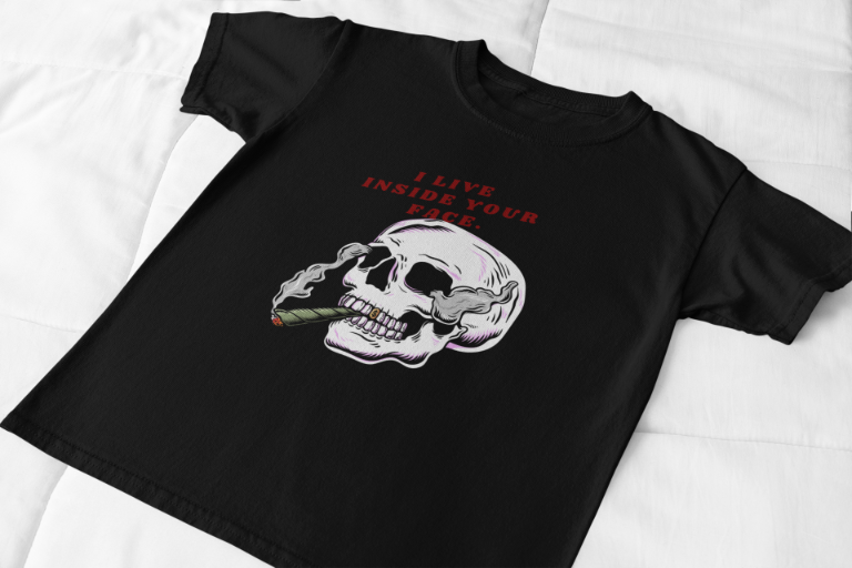 Men's Living Inside Face Skull T-shirt Yellow by ZealforTee