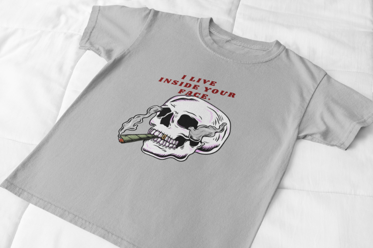 Men's Living Inside Face Skull T-shirt Grey Melange by ZealforTee