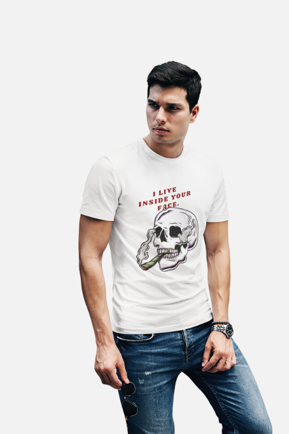 Men's Living Inside Face Skull T-shirt Black by ZealforTee